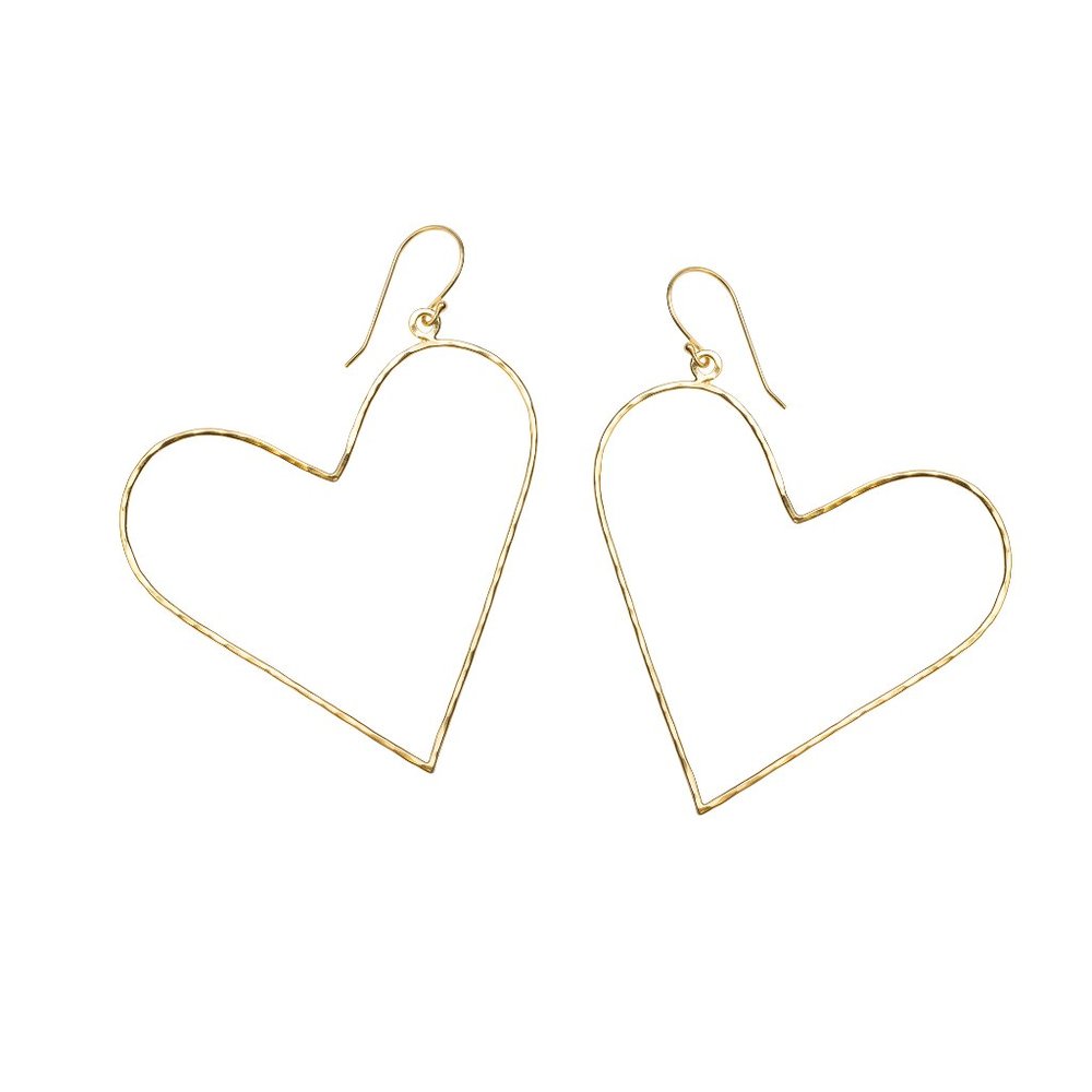 Large Heart Drop Earrings